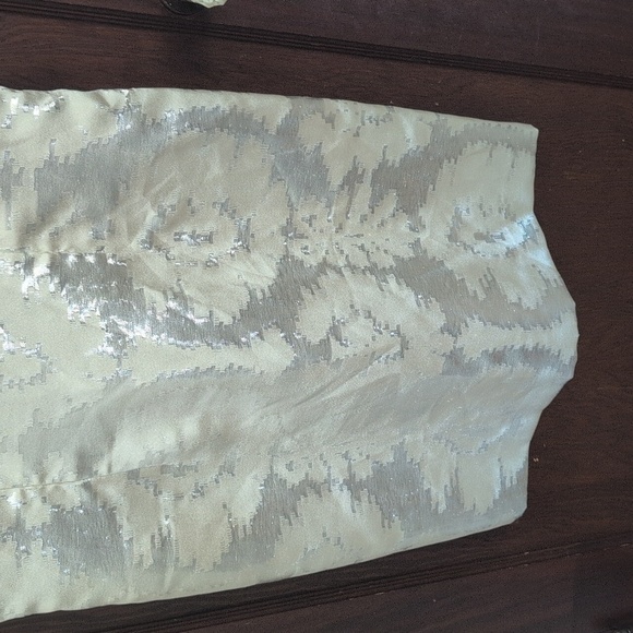 Talbots White Shimmery Bridal Graduation Sleeveless Sheath Dress Size 14 P - Picture 4 of 6